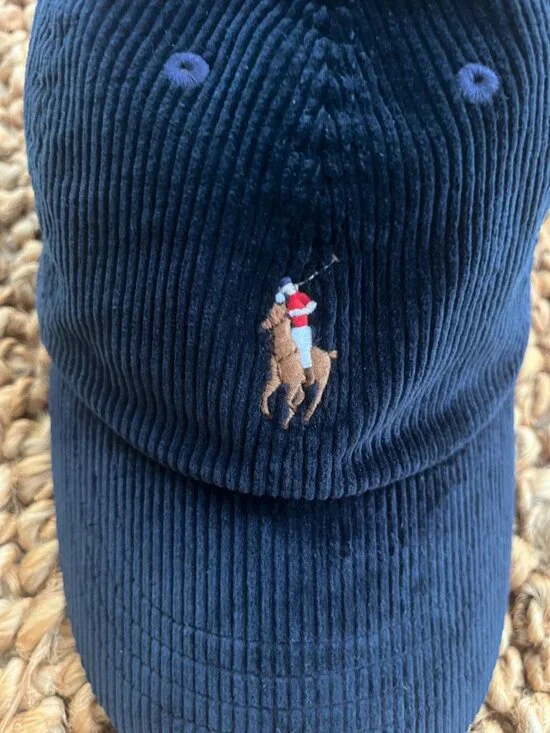 Polo Ralph Lauren Navy Blue Corduroy Adjustable Baseball Cap - Picture 2 of 3